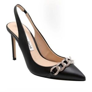 CHARLES DAVID Reeling Rhinestone Slingback Dress Heel Leather Pumps - NWT